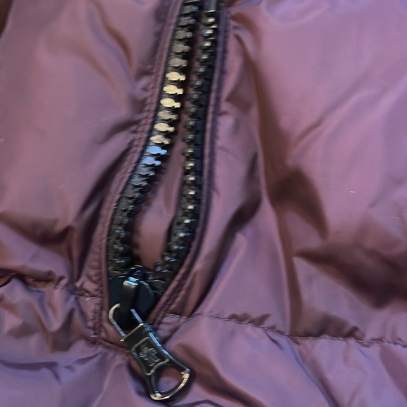 Moncler like new worn once burgundy asiatic raccoon fur collar jacket size 1 - Picture 7 of 16